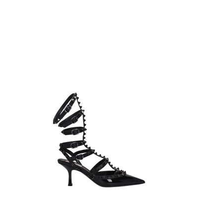 Valentino Garavani Schwarze Leder Stiletto Heels Sandalen