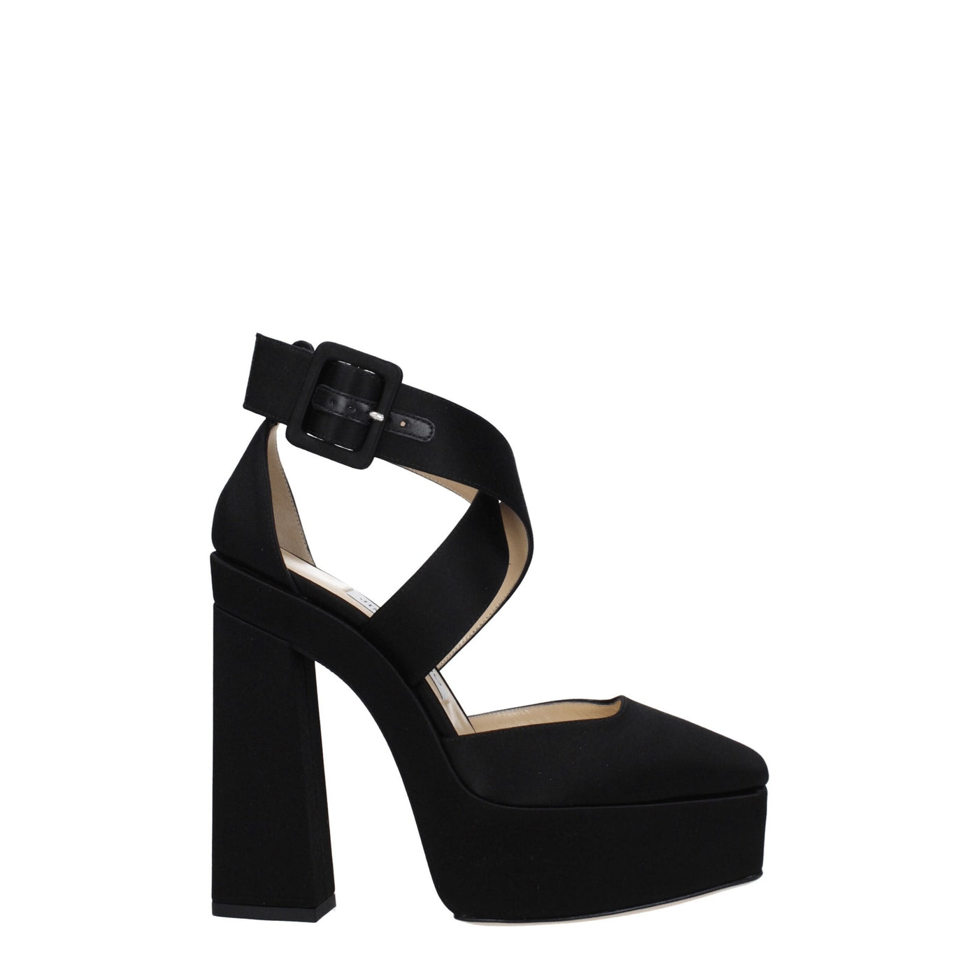 Jimmy Choo Schwarze Satin-Plateaus