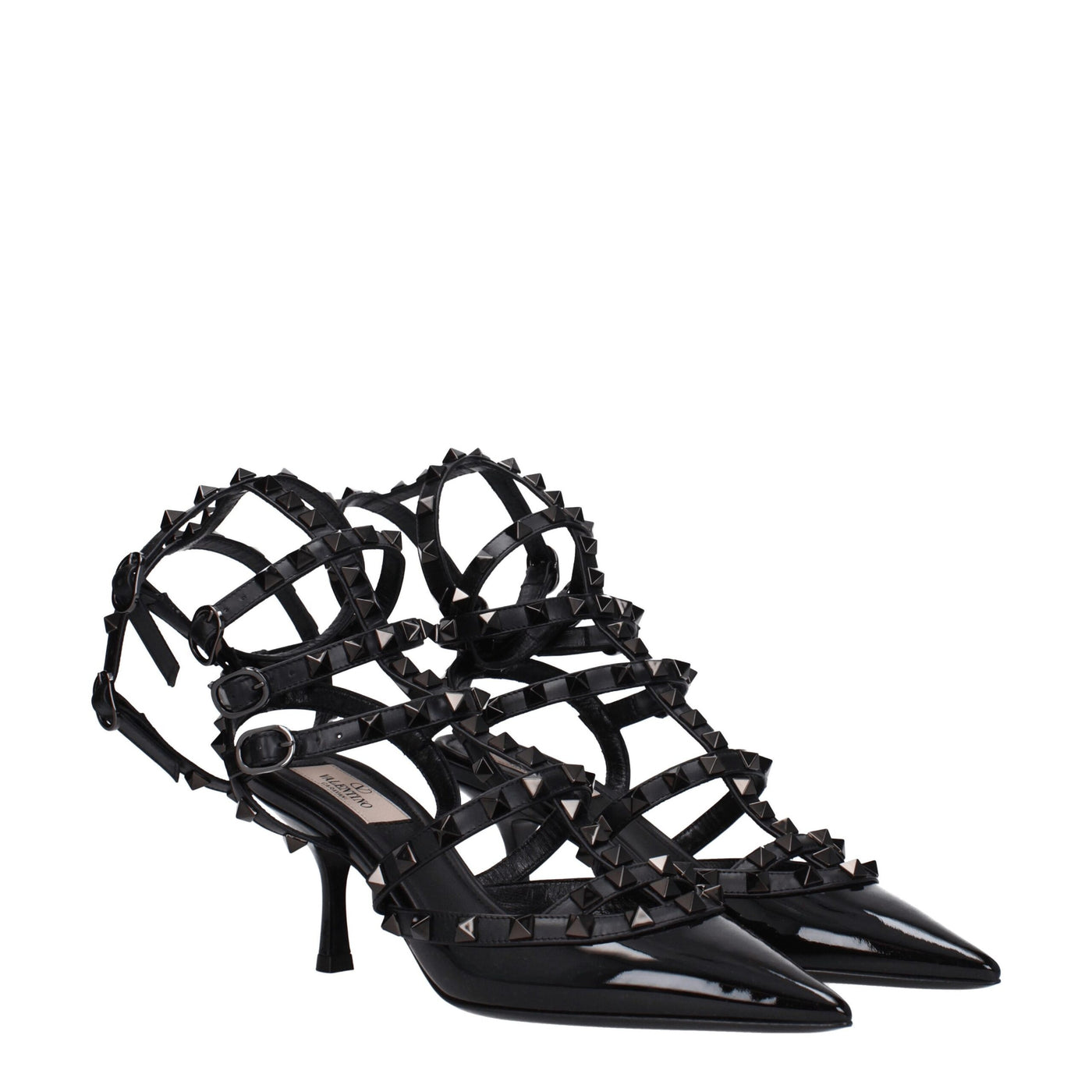 Valentino Garavani Schwarze Leder Stiletto Heels Sandalen