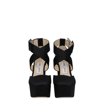 Jimmy Choo Schwarze Satin-Plateaus