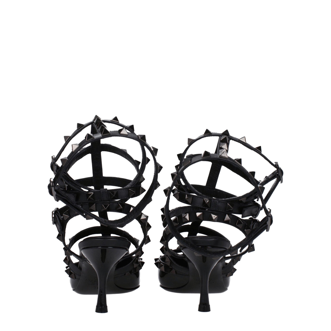 Valentino Garavani Schwarze Leder Stiletto Heels Sandalen