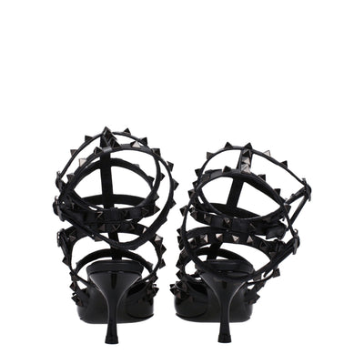 Valentino Garavani Schwarze Leder Stiletto Heels Sandalen