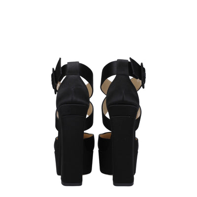 Jimmy Choo Schwarze Satin-Plateaus