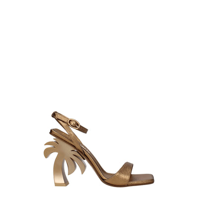 Palm Angels Goldfarbene Leder-Plateaus