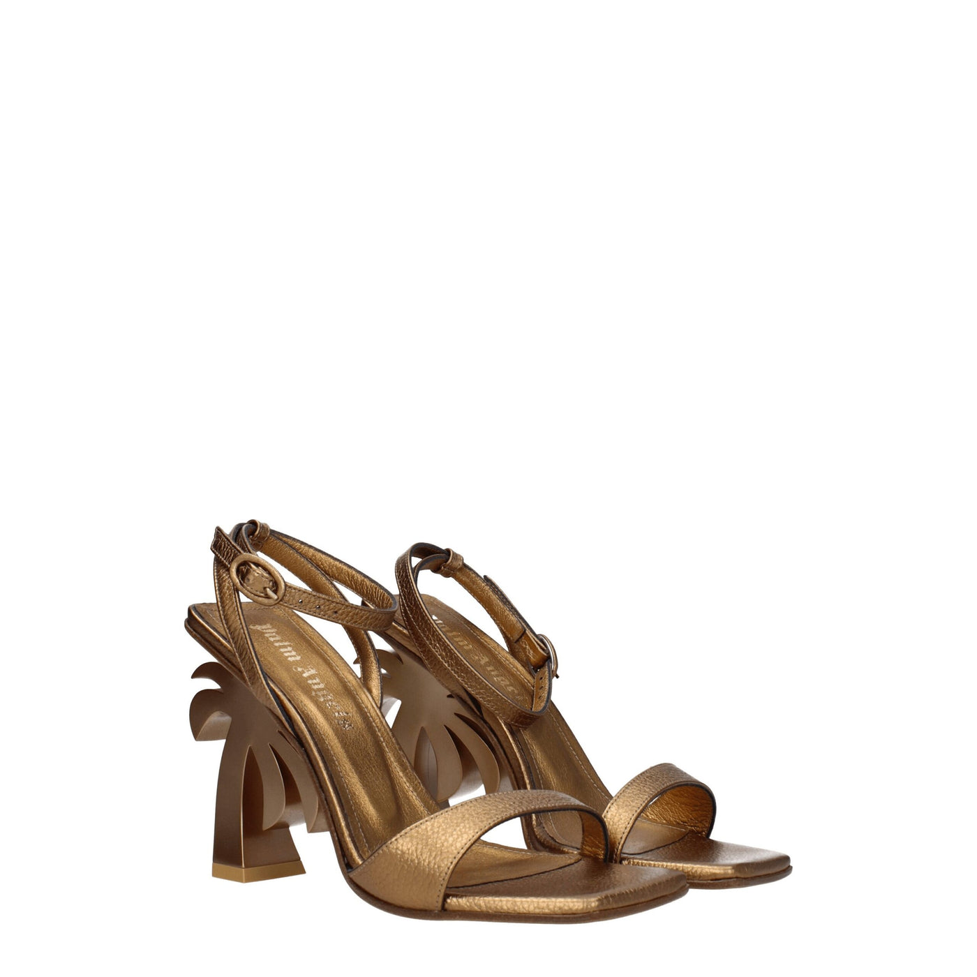 Palm Angels Goldfarbene Leder-Plateaus