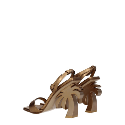Palm Angels Goldfarbene Leder-Plateaus
