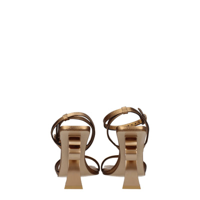Palm Angels Goldfarbene Leder-Plateaus