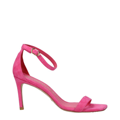 Stuart Weitzman Rosa Leder Stiletto Heels Sandalen