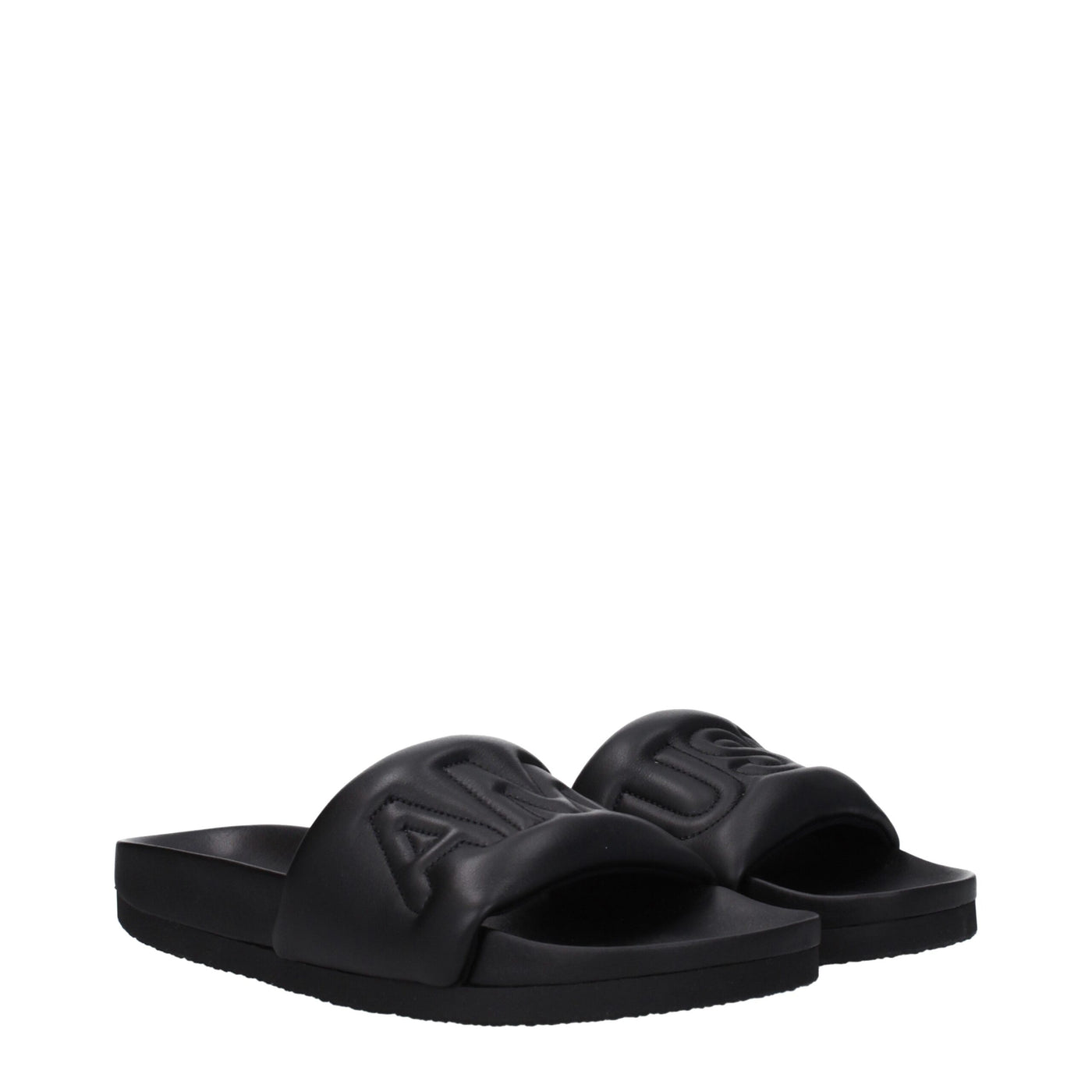 Ambush Schwarze Lederpantoffeln Sandalen