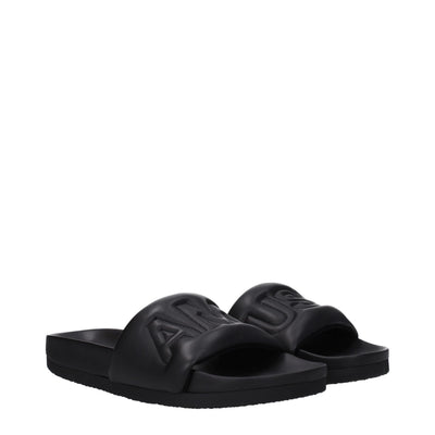 Ambush Schwarze Lederpantoffeln Sandalen