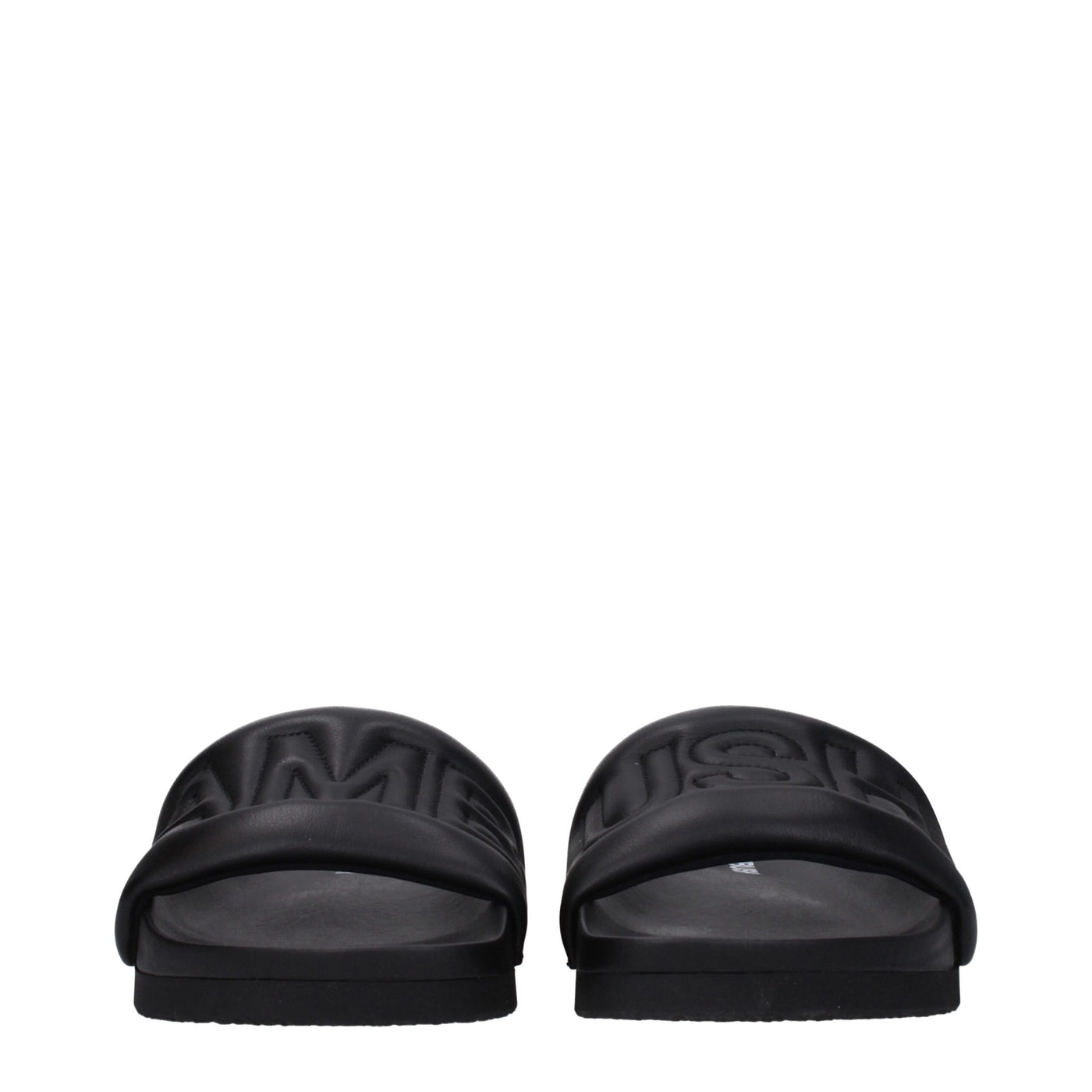 Ambush Schwarze Lederpantoffeln Sandalen