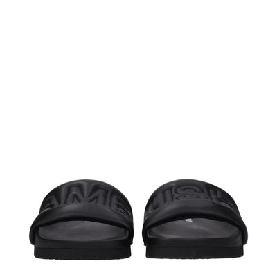 Ambush Schwarze Lederpantoffeln Sandalen