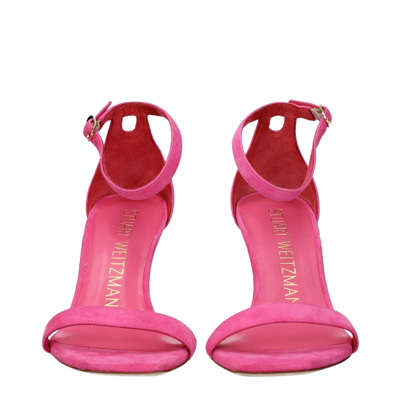 Stuart Weitzman Rosa Leder Stiletto Heels Sandalen
