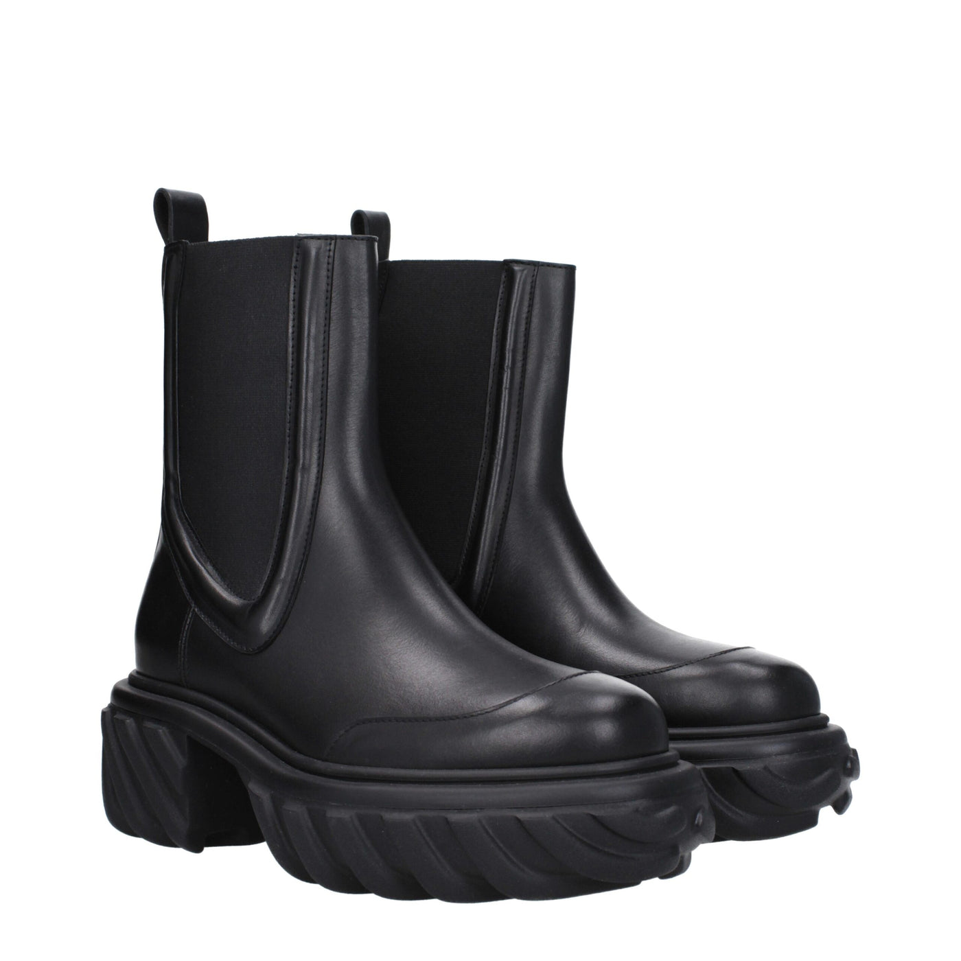Off-White Schwarze Lederstiefeletten