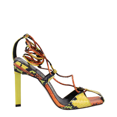 The Attico Orange Leder Stiletto Heels Sandalen