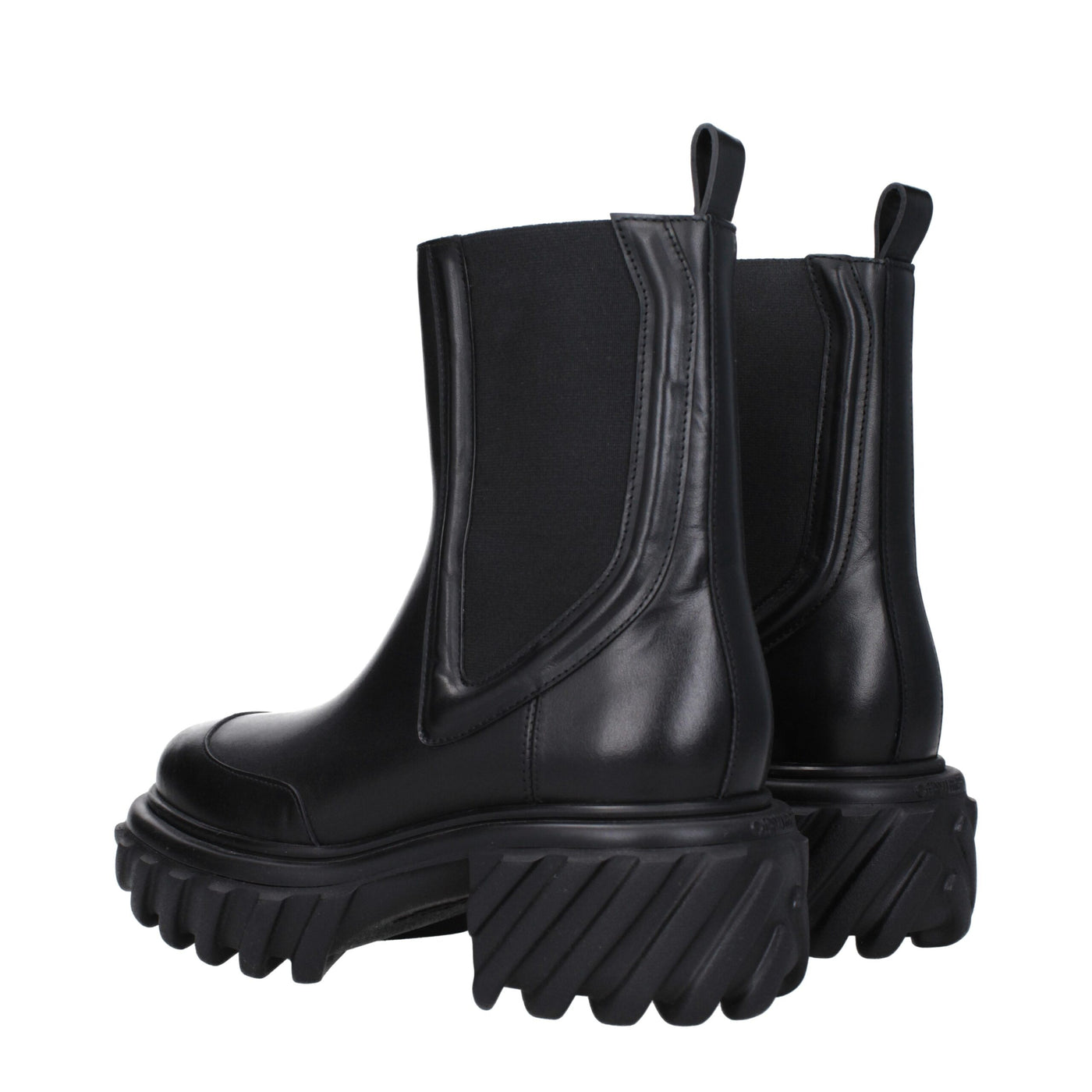 Off-White Schwarze Lederstiefeletten
