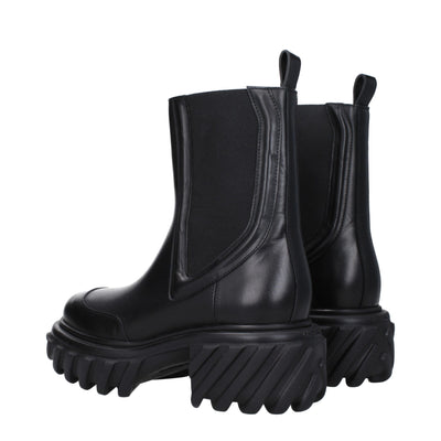 Off-White Schwarze Lederstiefeletten