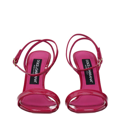 Dolce & Gabbana Rosa Leder Stiletto Heels Sandalen