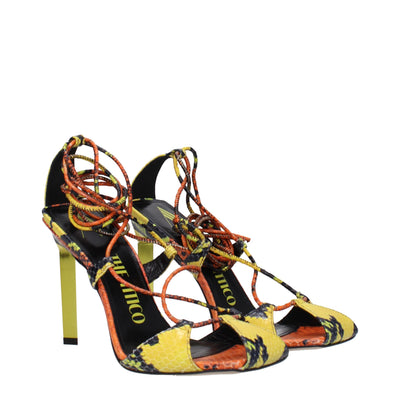 The Attico Orange Leder Stiletto Heels Sandalen