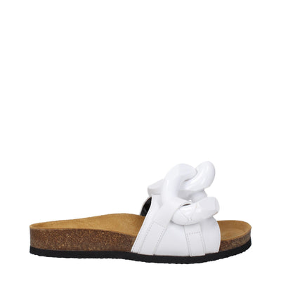 Jw Anderson Weiße Lederpantoffeln Sandalen