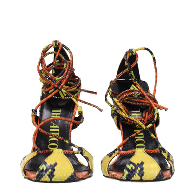 The Attico Orange Leder Stiletto Heels Sandalen