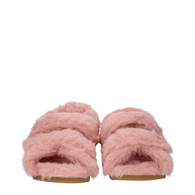 Max Mara Flache Sandalen mit rosa Fell