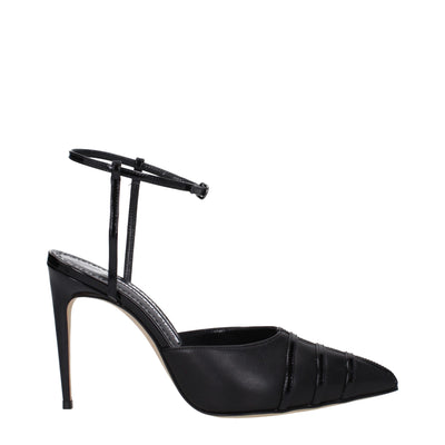 Manolo Blahnik Schwarze Leder High Heel Pumps