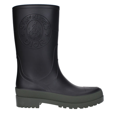 Christian Dior Schwarze Regenstiefel aus Baumwolle