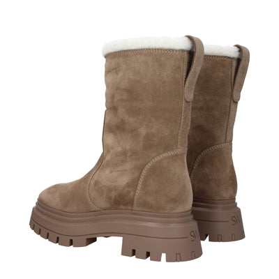 Stuart Weitzman Beige Lederstiefeletten