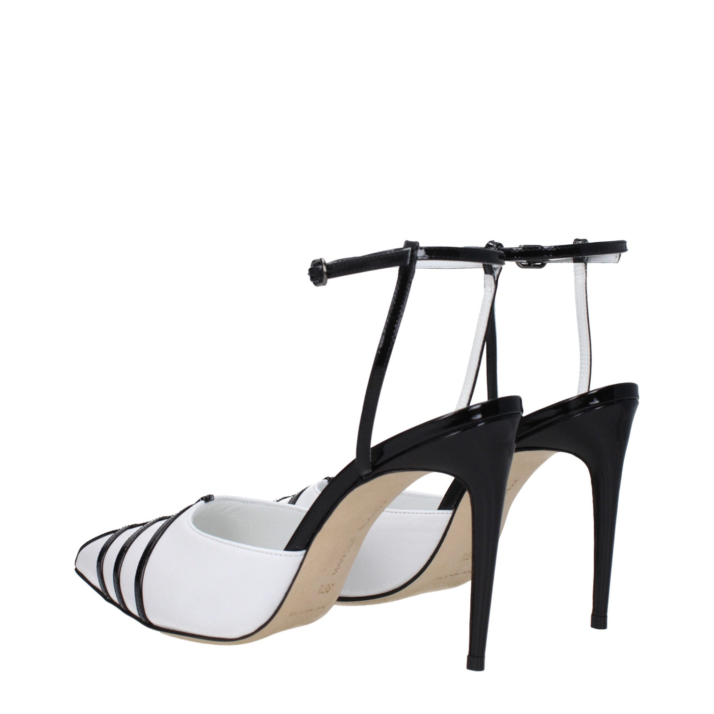 Manolo Blahnik Weiße Leder Stiletto Heels Sandalen
