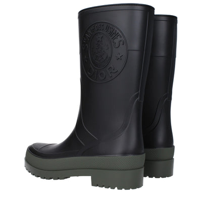 Christian Dior Schwarze Regenstiefel aus Baumwolle