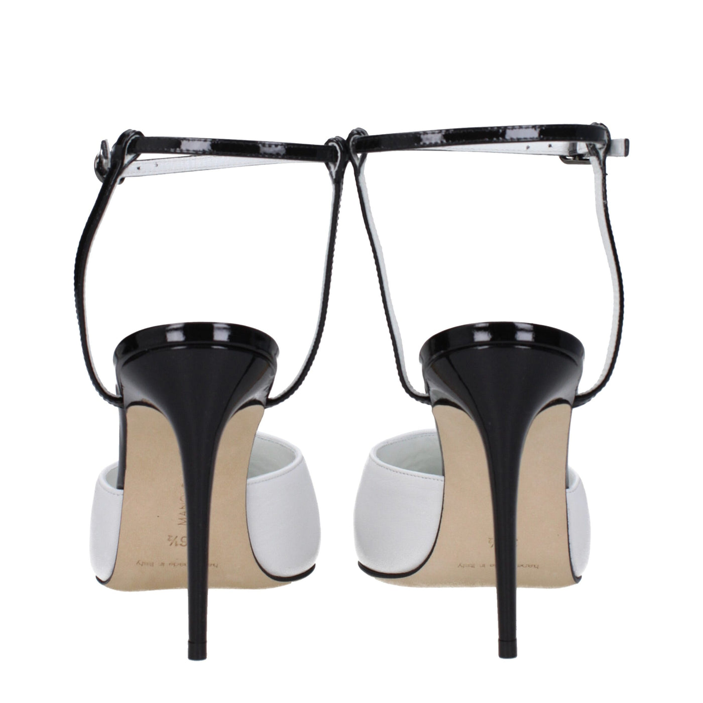 Manolo Blahnik Weiße Leder Stiletto Heels Sandalen