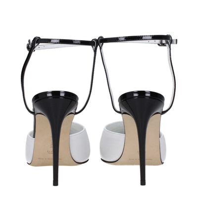 Manolo Blahnik Weiße Leder Stiletto Heels Sandalen