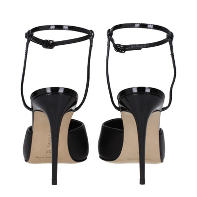 Manolo Blahnik Schwarze Leder High Heel Pumps