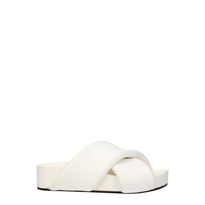 Jil Sander Weiße Lederpantoffeln Sandalen