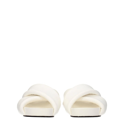 Jil Sander Weiße Lederpantoffeln Sandalen