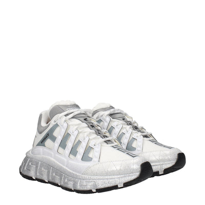 Versace Weißer Stoff Sportliche Turnschuhe