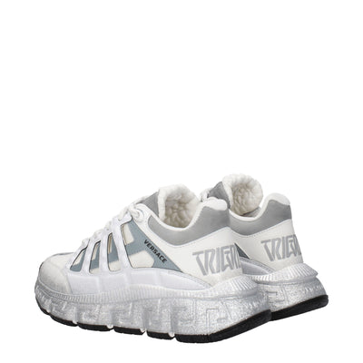 Versace Weißer Stoff Sportliche Turnschuhe