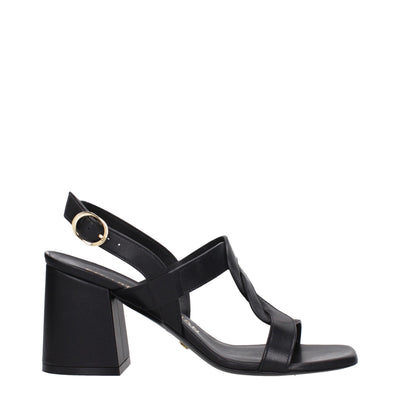 Stuart Weitzman Schwarze Leder-Plateaus