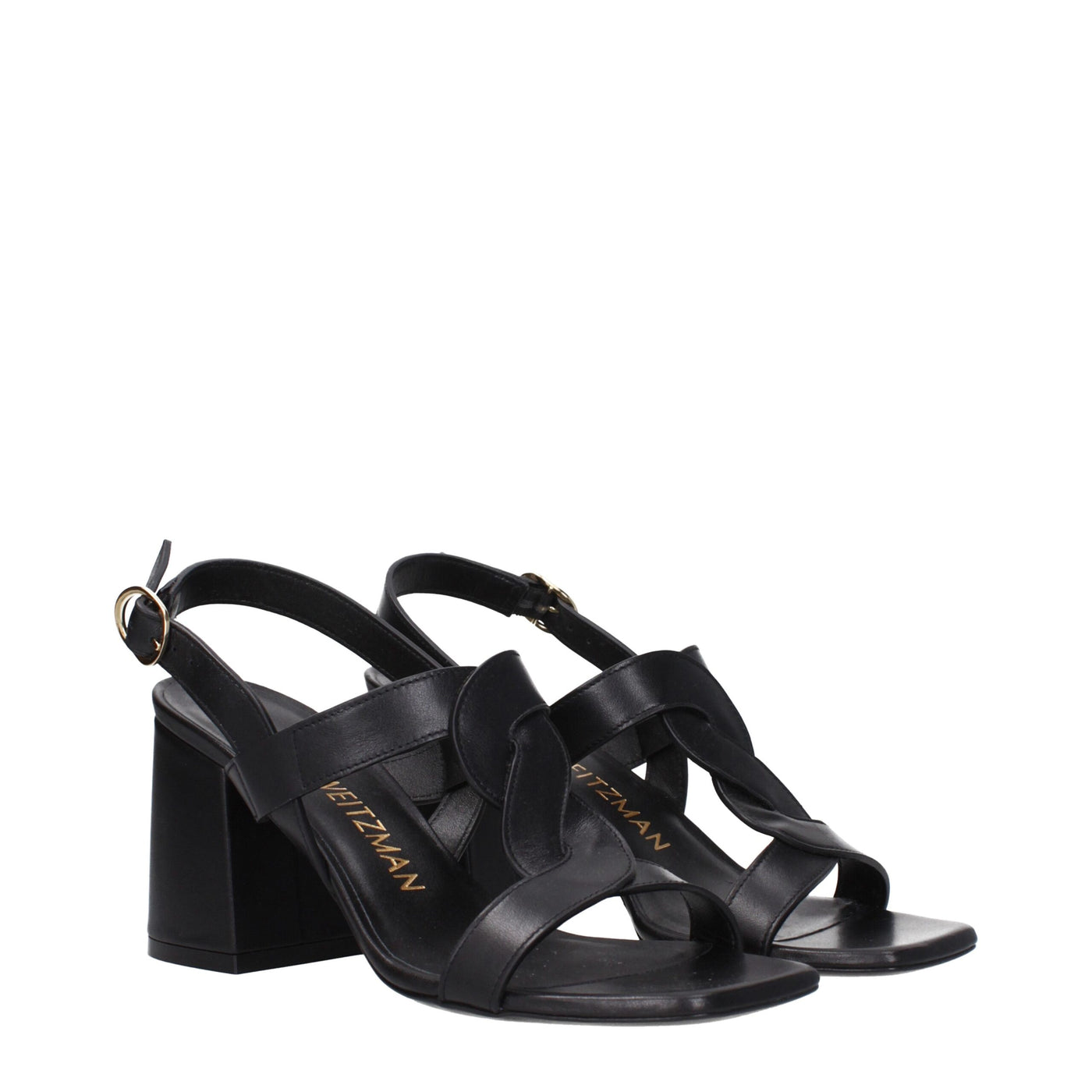 Stuart Weitzman Schwarze Leder-Plateaus