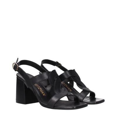 Stuart Weitzman Schwarze Leder-Plateaus