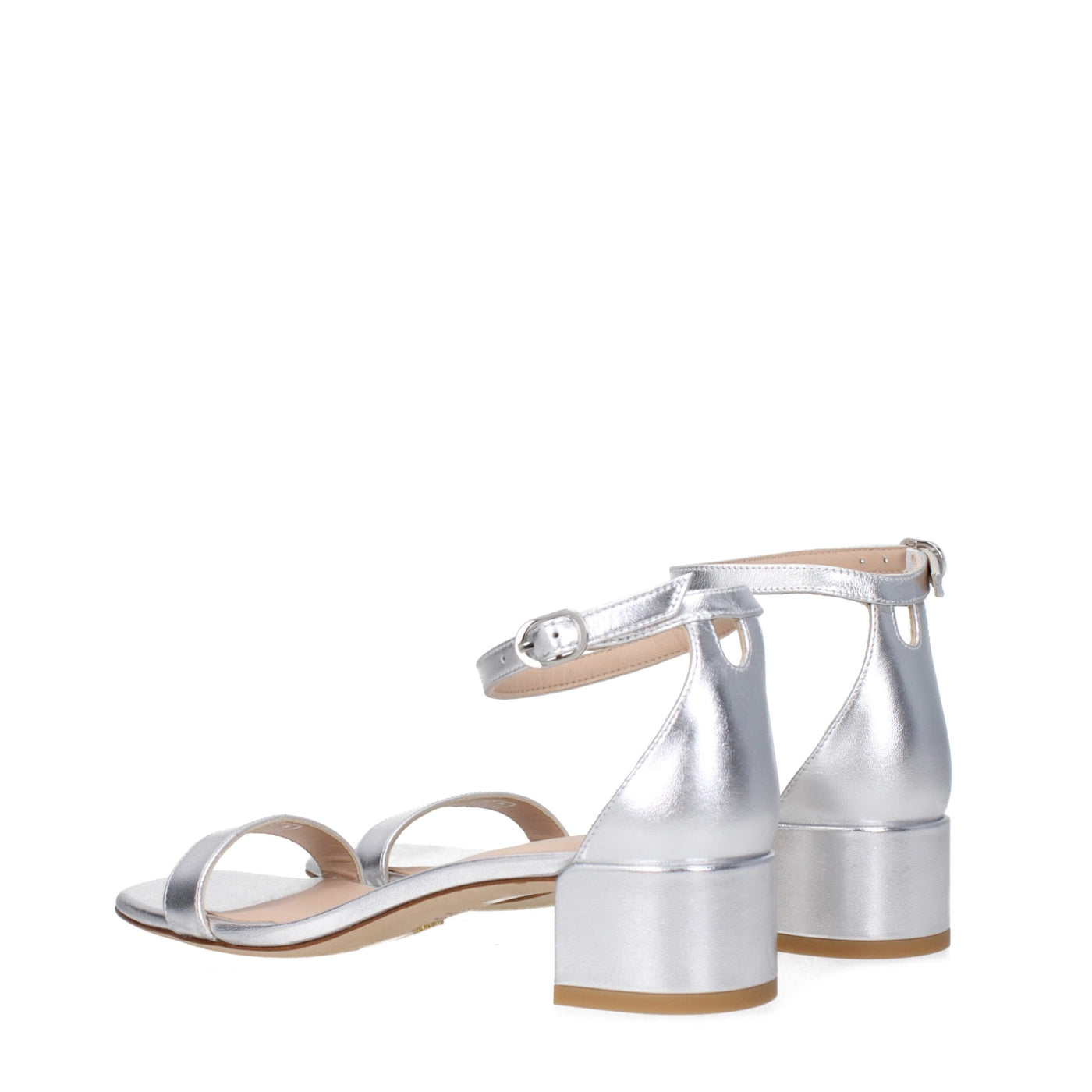 Stuart Weitzman Graue flache Sandalen aus Leder