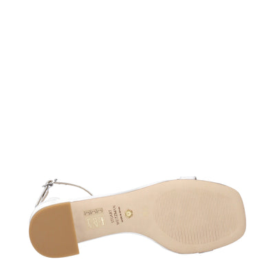 Stuart Weitzman Graue flache Sandalen aus Leder