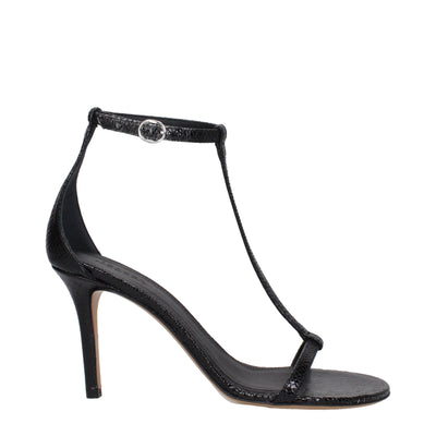 Isabel Marant Schwarze Leder Stiletto Heels Sandalen