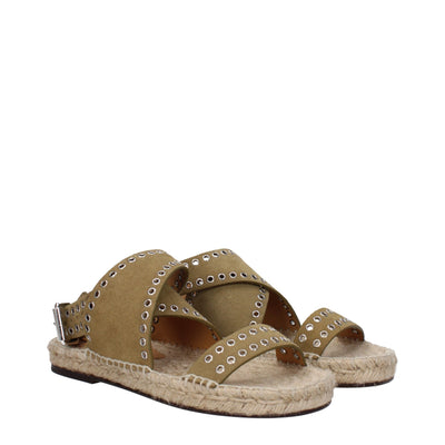 Isabel Marant Flache Sandalen aus grünem Leder
