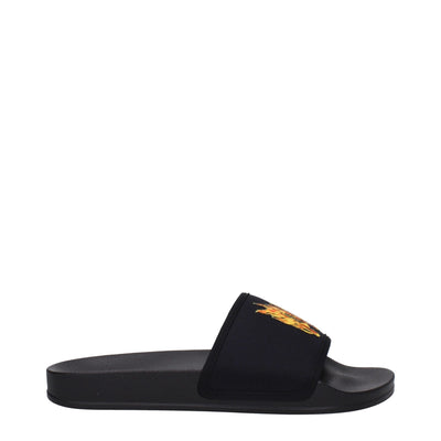 Palm Angels Schwarze Stoffslipper Sandalen