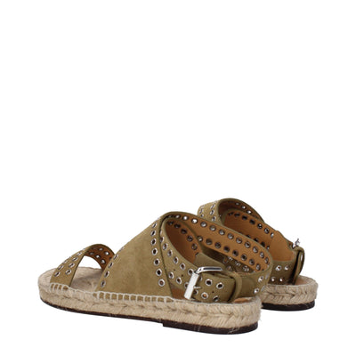 Isabel Marant Flache Sandalen aus grünem Leder