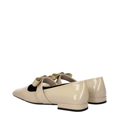 Versace Beigefarbene Leder-Ballett-Flats
