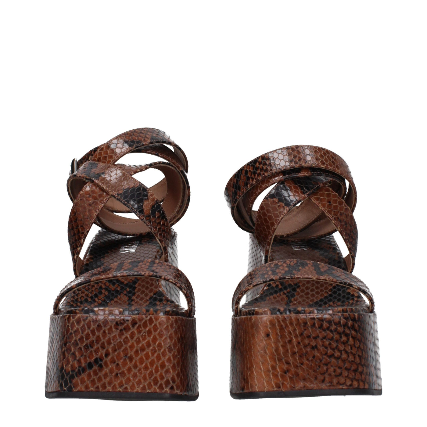 Paris Texas Braune Leder-Keilsandalen