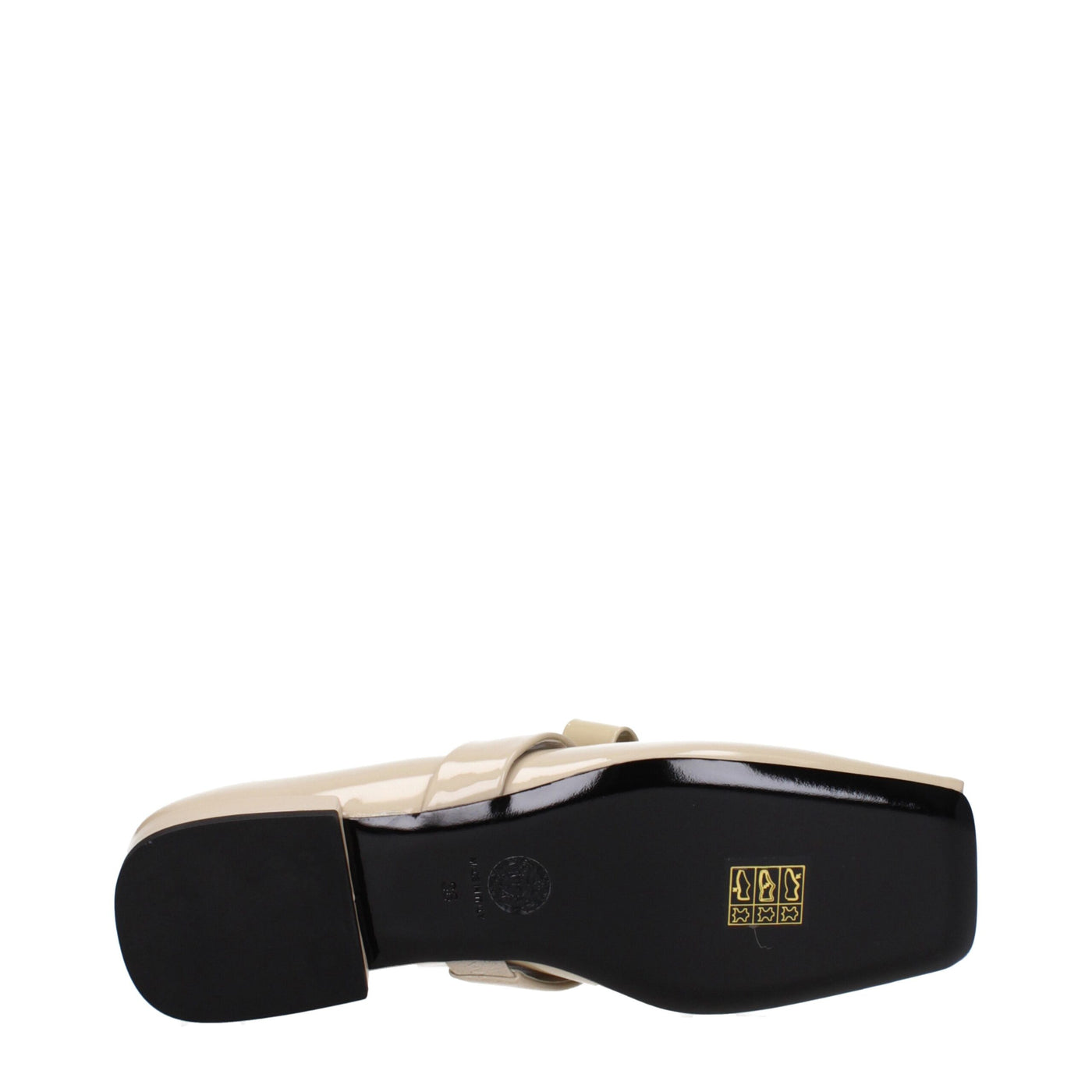 Versace Beigefarbene Leder-Ballett-Flats